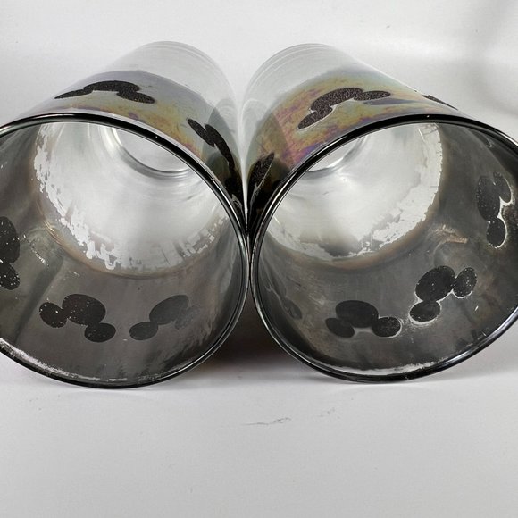 Walt Disney World Mickey Mouse Logo Silver Fade Chrome Drinking Glass Lot of 2 - Picture 13 of 16